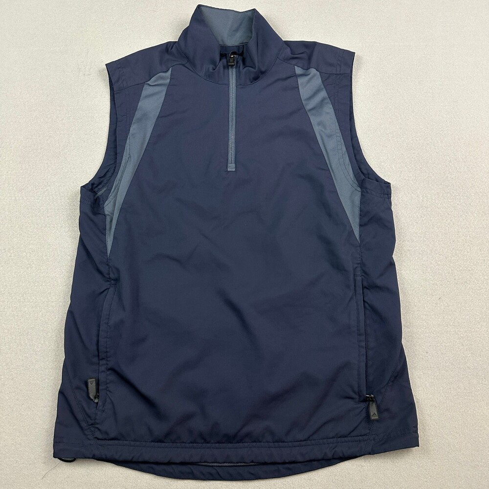 adidas Vest Men Small Blue Climaproof Wind Golf Jacket 1/4 Zip Pullover S
